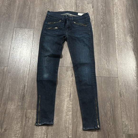 Rag & Bone Skinny Jeans Size 28 Mercer Blue with Zipper Accents - Picture 2 of 7